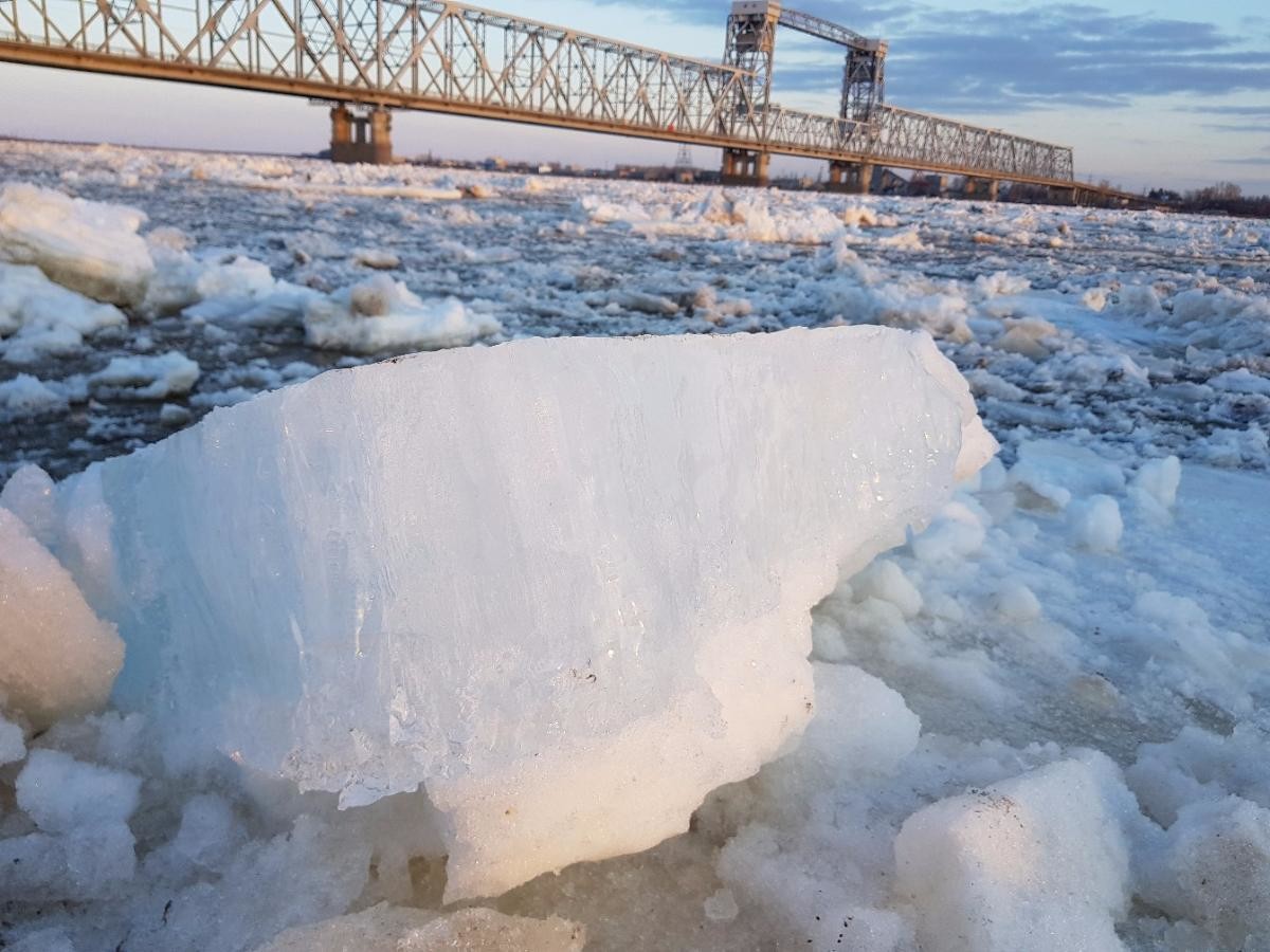 На Северной Двине в Архангельске наблюдается густой ледоход