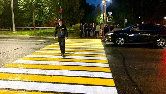 В Новодвинске появились пешеходные переходы с проекционным освещением