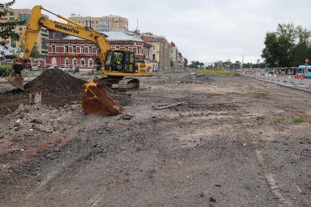 В Архангельске возобновили работы на площади Профссоюзов